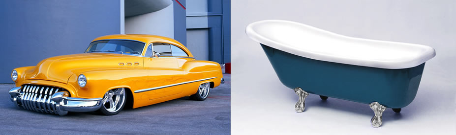 Buick Motorcar and clawfoot bath
